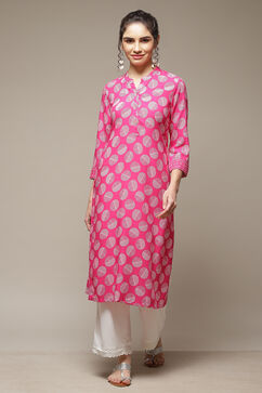 Magenta LIVA Straight Kurta image number 1